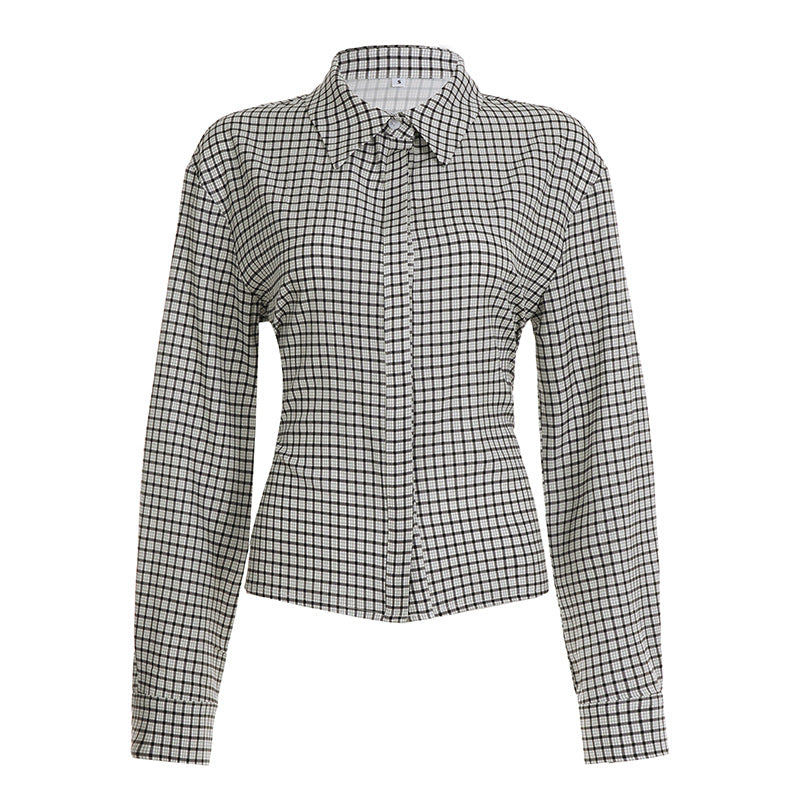 Damen nan taillierte Karobluse mit verdeckter Knopfleiste und geformter Miedernaht Echo Archiv