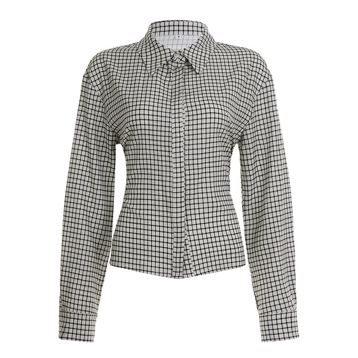 Damen nan taillierte Karobluse mit verdeckter Knopfleiste und geformter Miedernaht Echo Archiv
