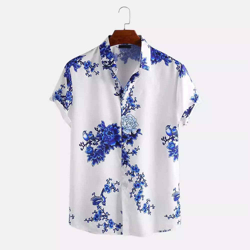 Herren Kurzarmhemd mit elegantem floralem Druck und hochwertigem Material Echoarchiv