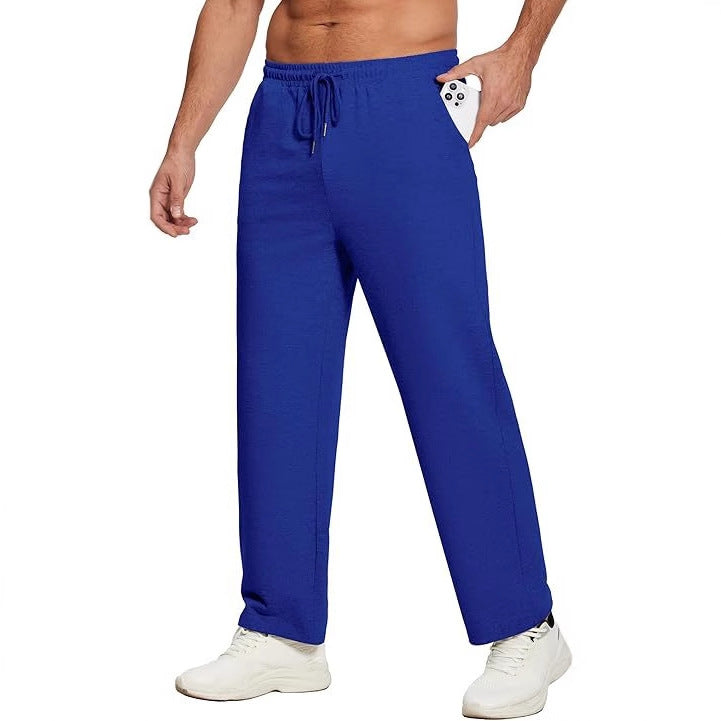 Herren locker fallende Loungehose aus softem Jersey mit Kordelzug, elastischem Bund und geradem Bein – Sorevano