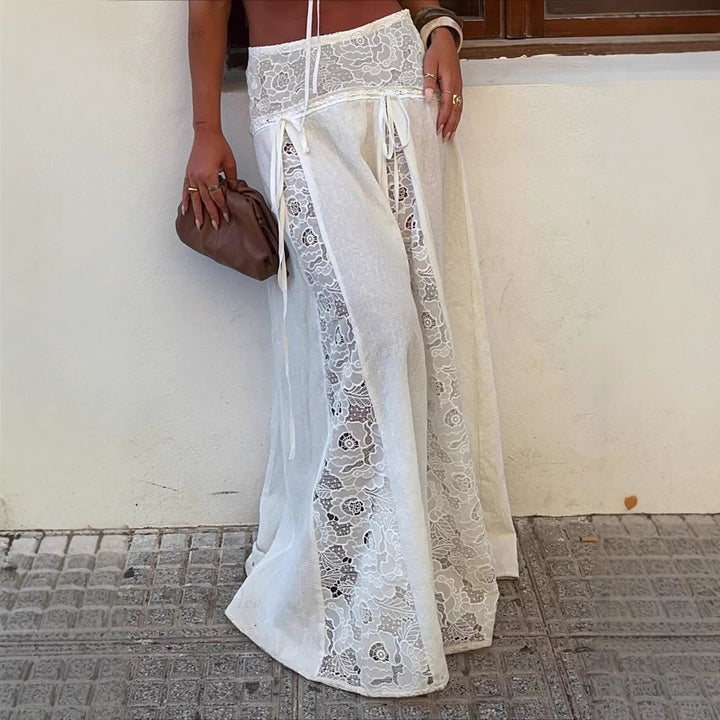 Damen Maxi-Rock mit elegantem Spitzen-Design und seitlichen Bändern Echo Archiv