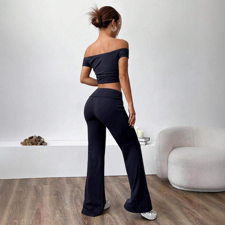 Damen Off-Shoulder Crop-Top und weite Hose Set Echo Archiv