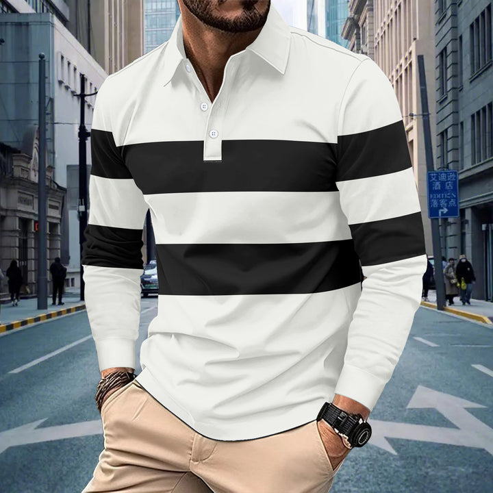 Herren Langarm Poloshirt mit modischen Streifen Echoarchiv