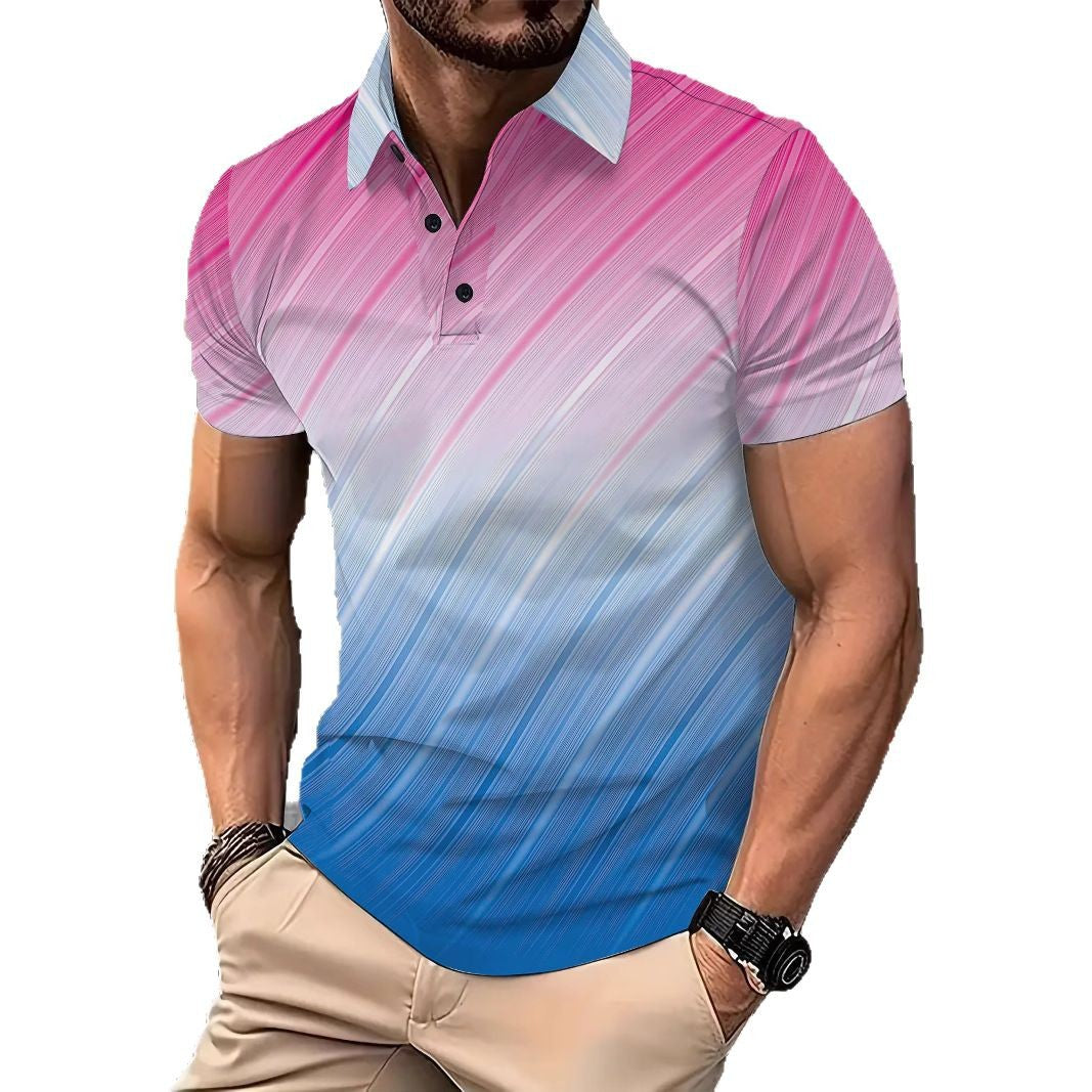 Herren Kurzarm Poloshirt mit modernem Farbverlauf Echoarchiv