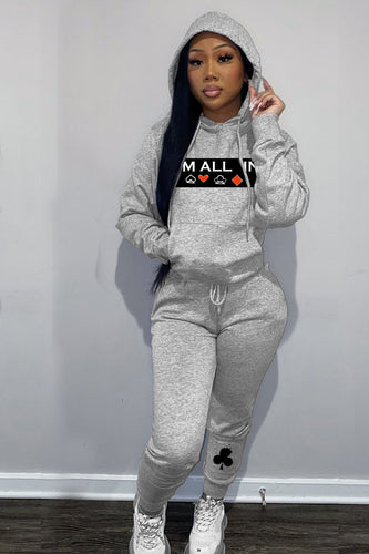 Herren Sportliches Hoodie- und Jogginghose-Set mit kreiertem Glücksspiel-Design Echoarchiv