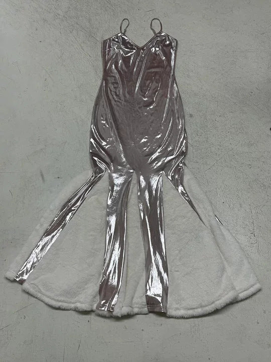 Damen Maxikleid mit glänzendem Oberteil und weichem Unterrock Echo Archiv