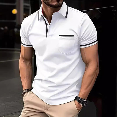 Herren Poloshirt mit kontrastierenden Details und praktischer Brusttasche Echoarchiv
