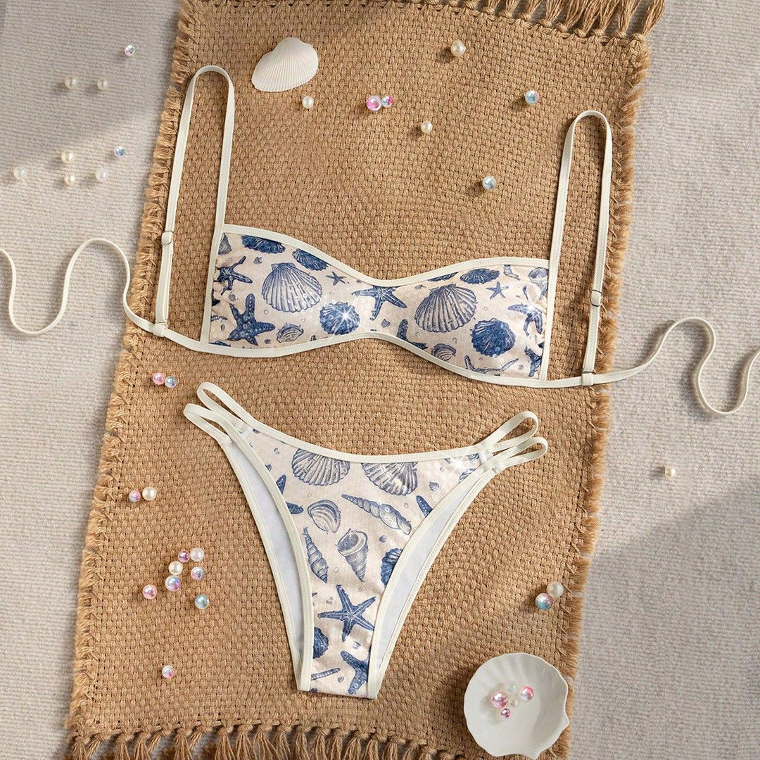 Damen Bandeau-Bikini mit maritimem Muschel-Motiv Echo Archiv