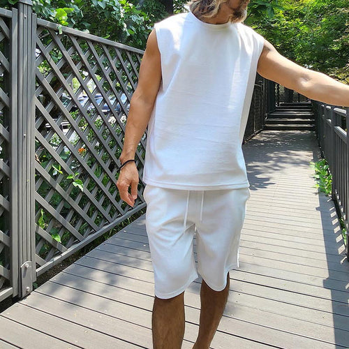 Herren lässiges Kurzarm Sweatshirt und Shorts Set Echoarchiv