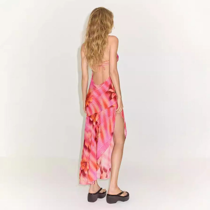 Damen Sommerliches Maxikleid mit asymmetrischem Saum und floralem Design Echo Archiv