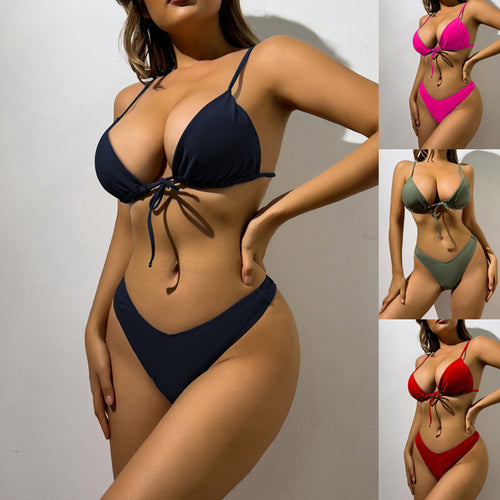 Damen Triangel-Bikini mit verstellbarem Bindeband und hohem Beinausschnitt Echo Archiv
