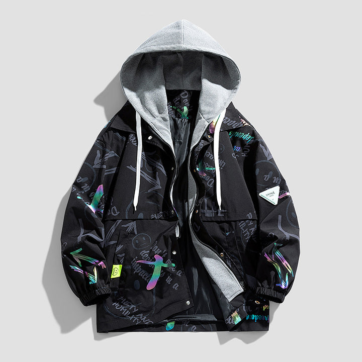Damenjacke mit Kapuze und grafischem Design Echo Archive
