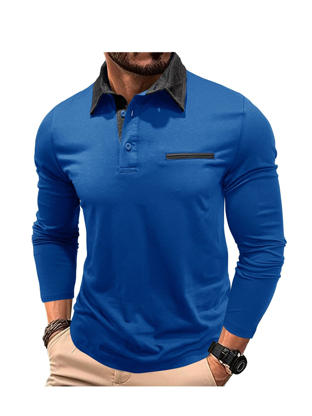 Herren Poloshirt mit modernem Kragen und Taschen Echoarchiv