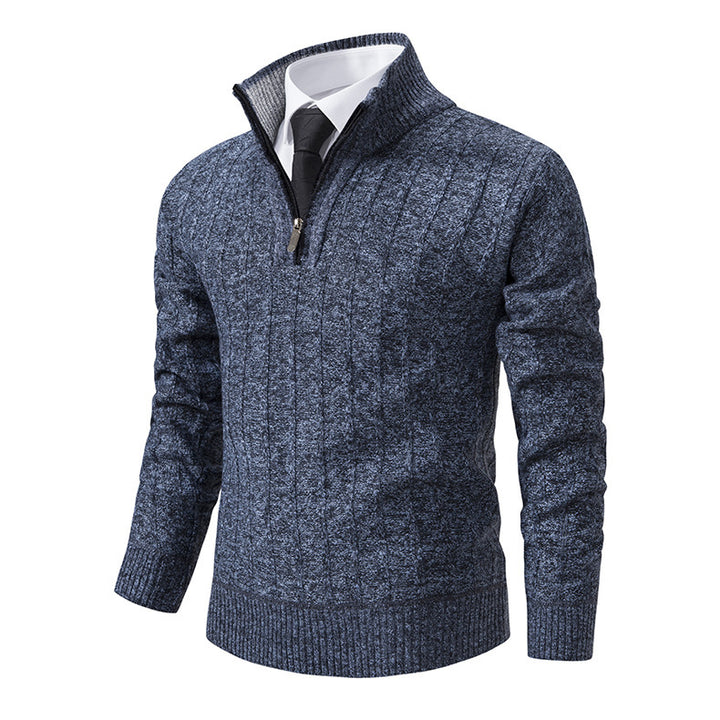 Herren Feinstrickpullover mit Reißverschluss und strukturiertem Design Echoarchiv