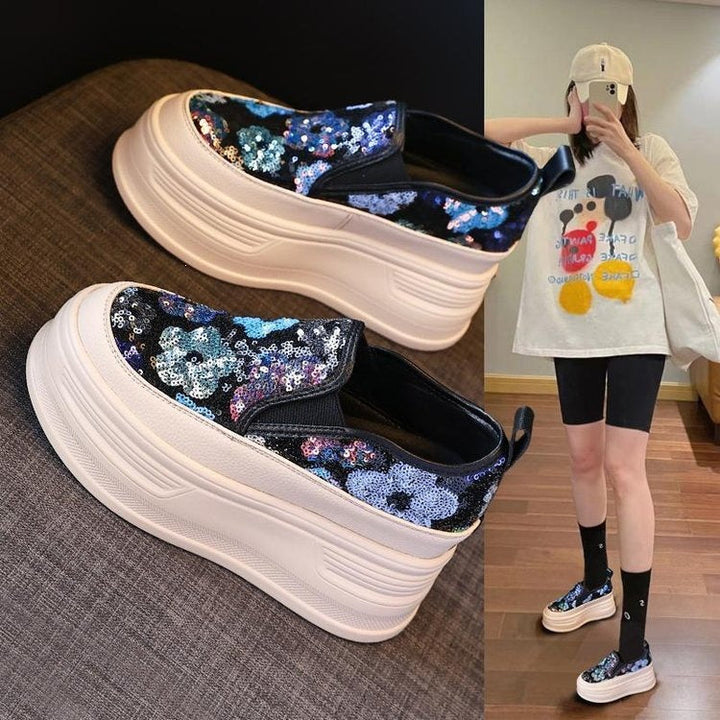 Damen Plateausneakers mit funkelnden Pailletten und elastischem Einschlupf Echo Archiv