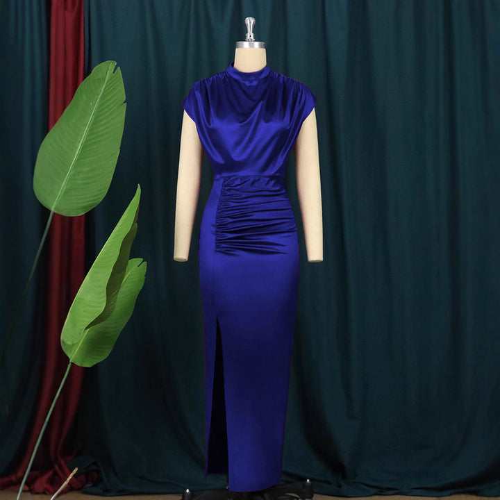 Damen Elegantes Maxikleid mit tiefem Schlitz und raffiniertem Drapierungsdesign Echo Archiv