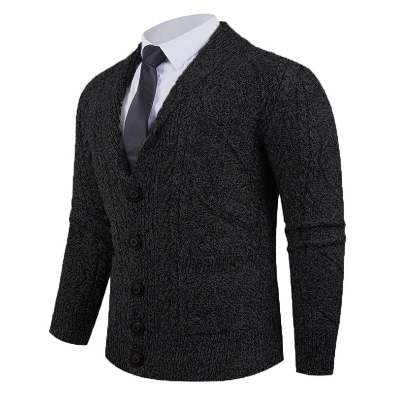 Herren nan Strickcardigan mit Schalkragen, Zopfmuster, aufgesetzten Taschen und Knopfleiste Echo Archiv