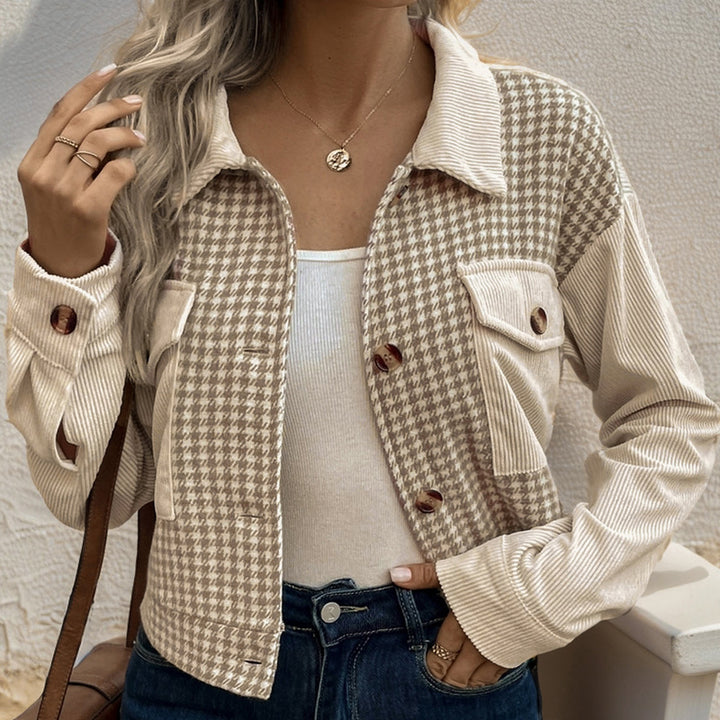 Damen Modische Karierten Cordjacke Echo Archiv