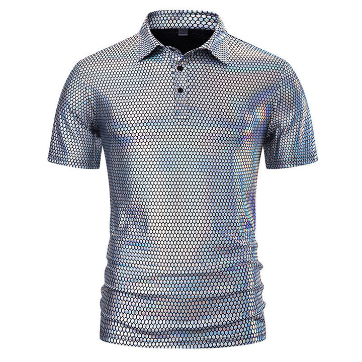 Herren Poloshirt mit glänzendem Honigwaben-Muster Echoarchiv