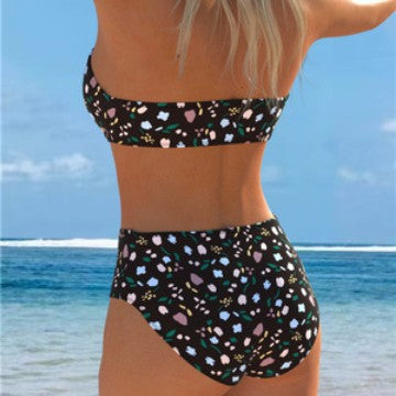 Damen Bandeau-Bikini mit floralem Muster und hohem Taillenschnitt Echo Archiv
