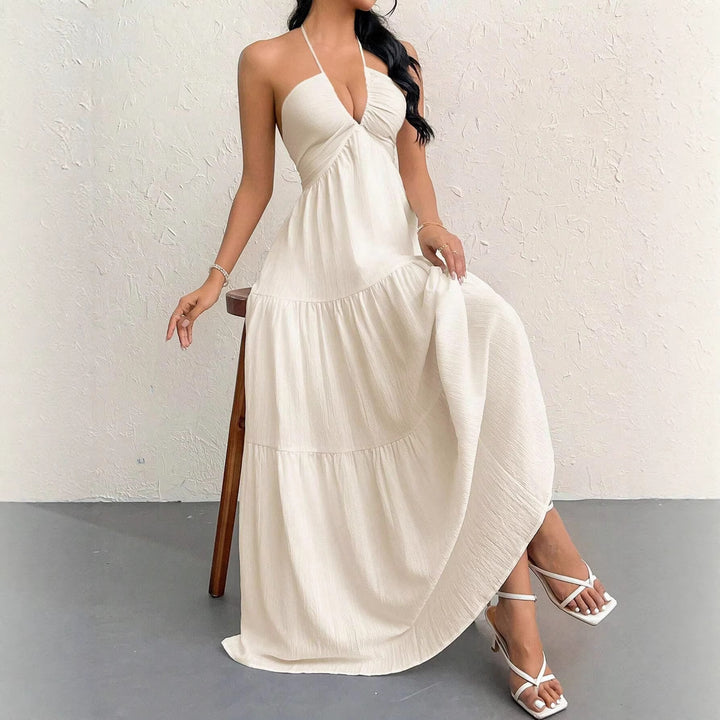 Damen Maxikleid mit tiefer Frontausschnitt und schwingendem Rock Echo Archiv