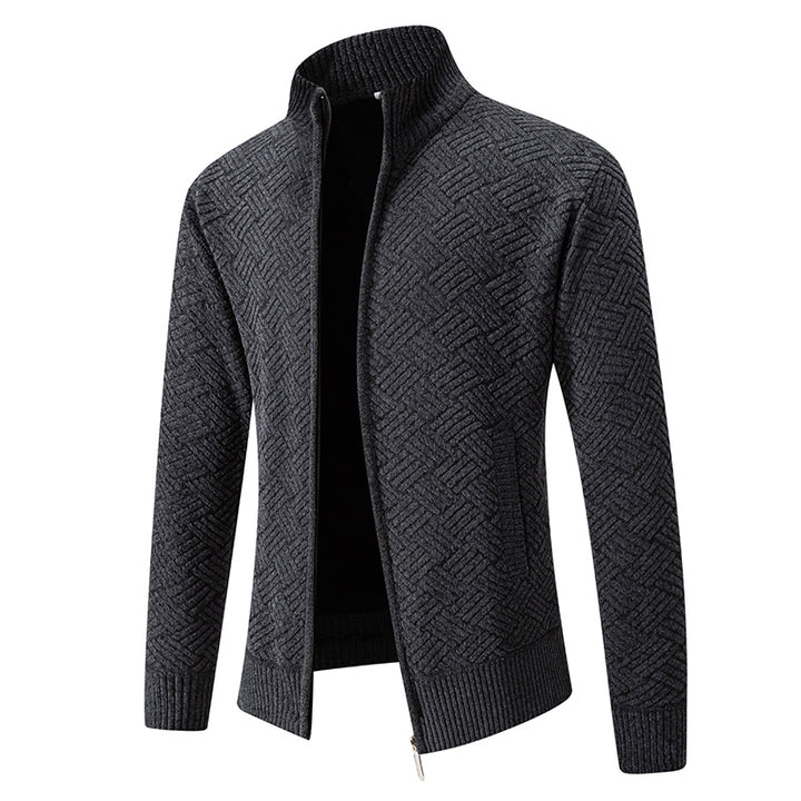 Herren Strickjacke mit modernem Karomuster Echoarchiv