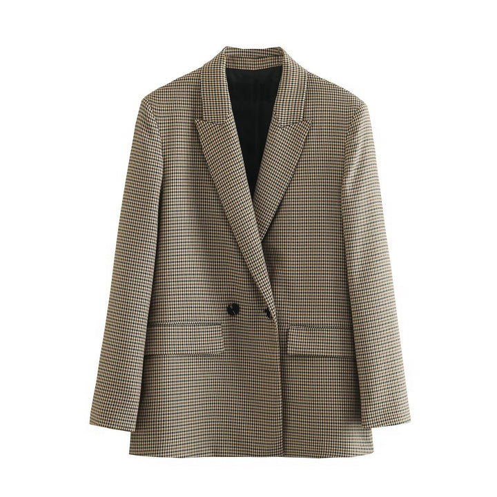 Damen nan taillierter Doppelreihiger Blazer mit schmalem Revers, aufgesetzten Pattentaschen und klarer Silhouette Echo Archiv