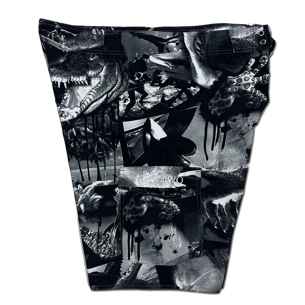 Herren Surf-Shorts mit kreativem Grafikdesign und elastischem Bund Echoarchiv