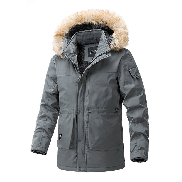 Herren Canvas-Parka mit Sherpa-Innenseite, verlängerter Schnitt und Utility-Ärmeltasche Echoarchiv