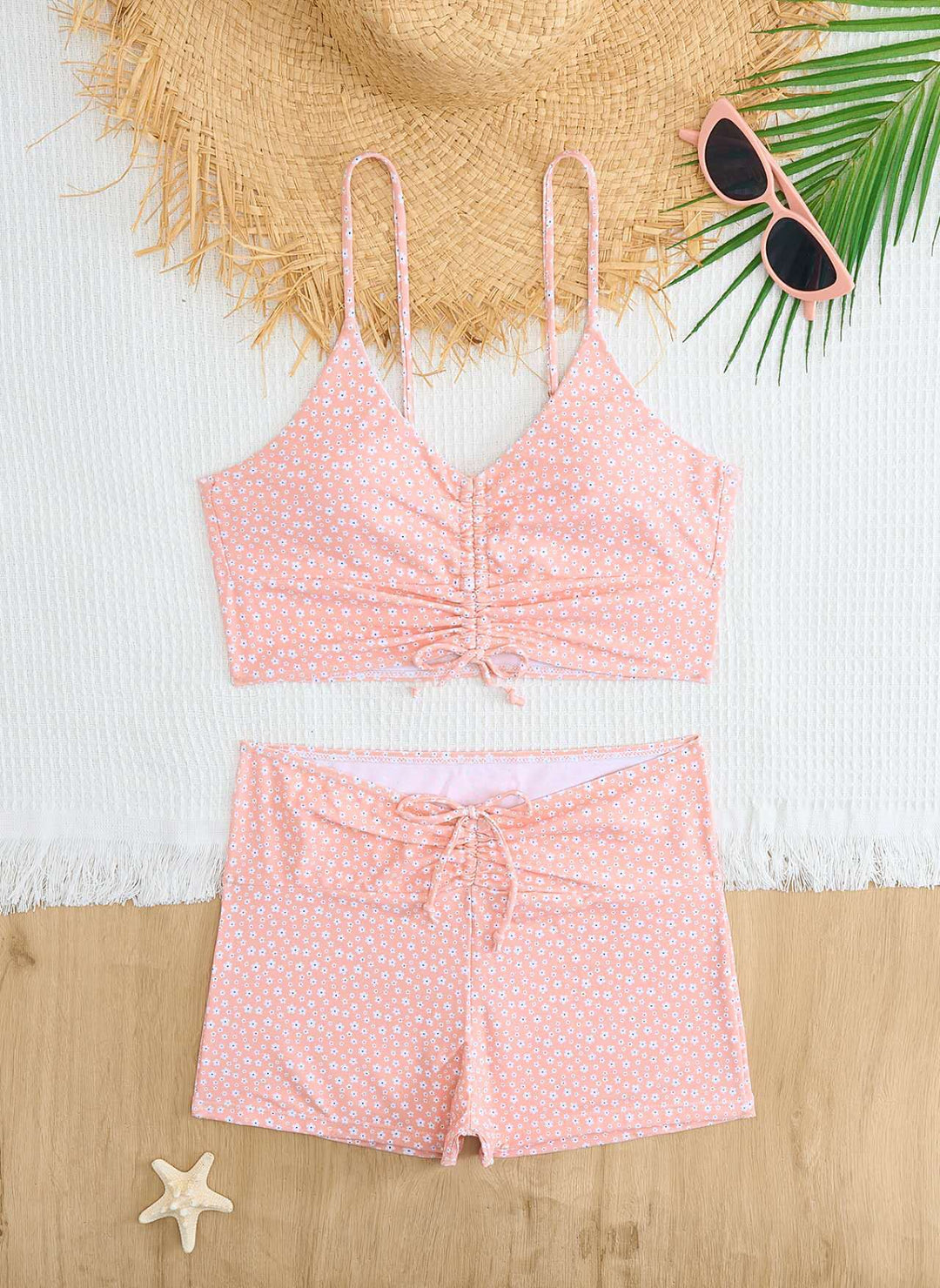 Damen Bikini mit floralem Rüschendesign und verstellbaren Trägern Echo Archiv