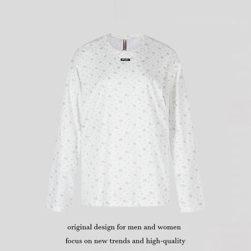 Damen Langarmshirt mit zartem Blumenprint und Rundhalsausschnitt Echoarchiv