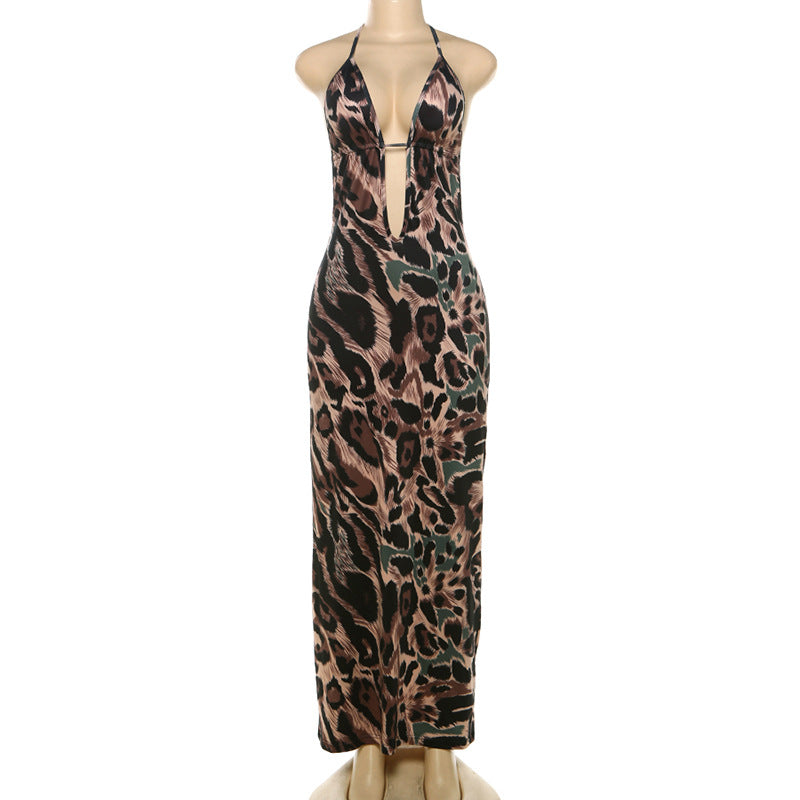 Damen Sexy Maxikleid mit tiefem Ausschnitt und Spitzenträgern Echo Archiv