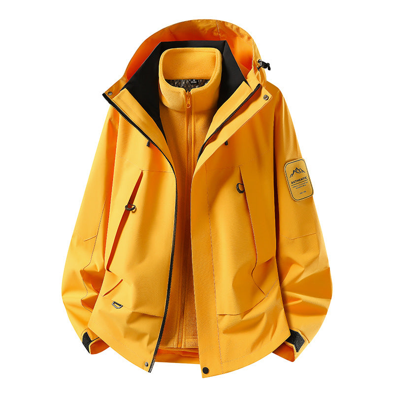Unisex wasserfeste zweilagige Softshell-Regenjacke mit herausnehmbarem Fleecefutter und Kapuze Echoarchiv