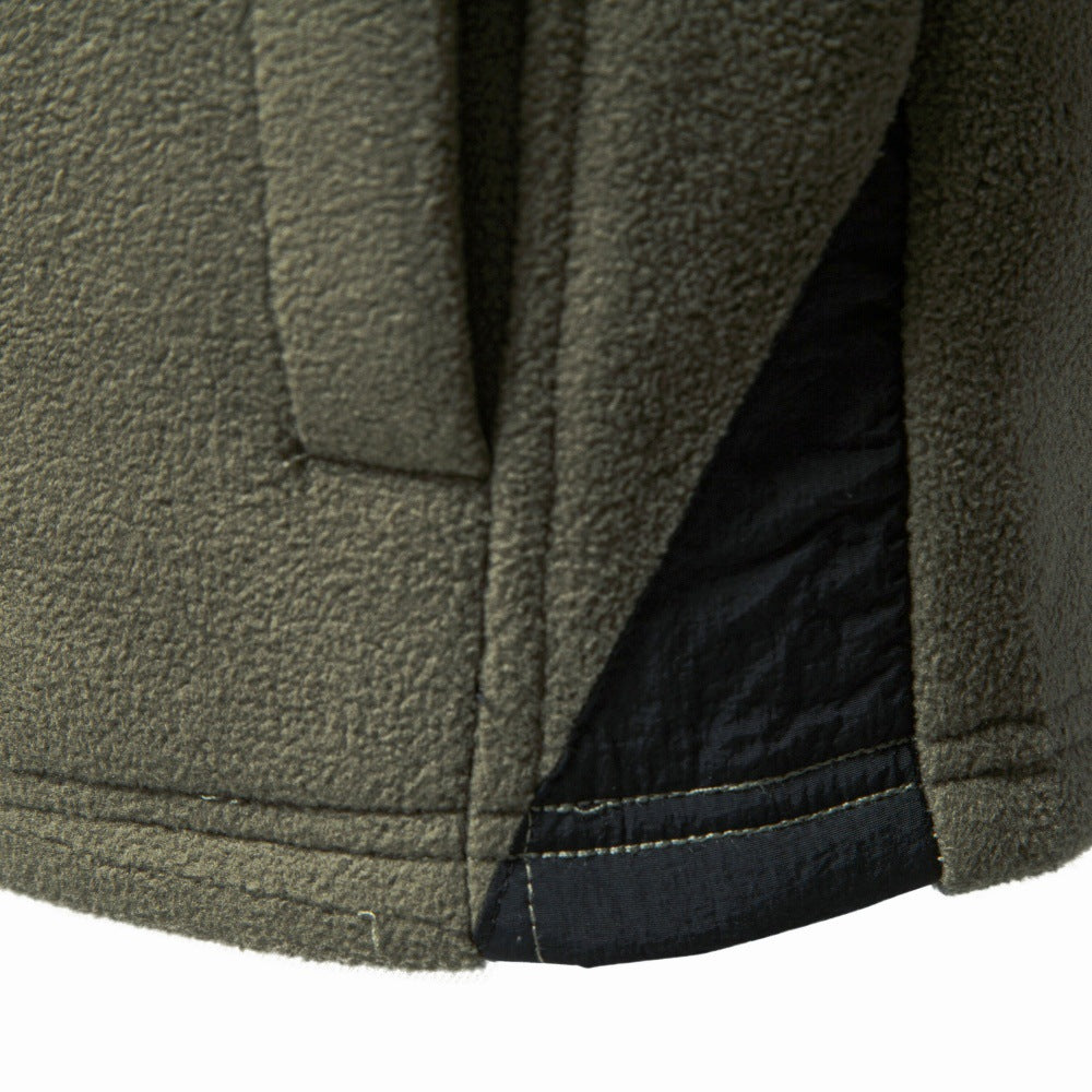 Herren Fleecepullover mit Stehkragen Druckknopf-Leiste und Ärmeltasche Echoarchiv