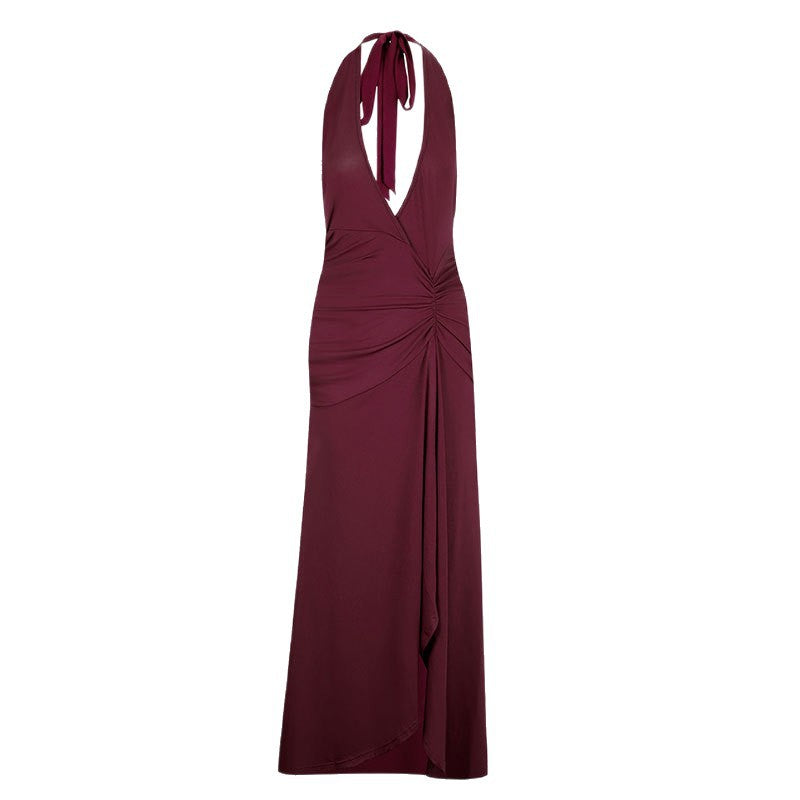 Damen Elegantes Halterkleid mit tiefem V-Ausschnitt und raffinierten Drapierungen Echo Archiv