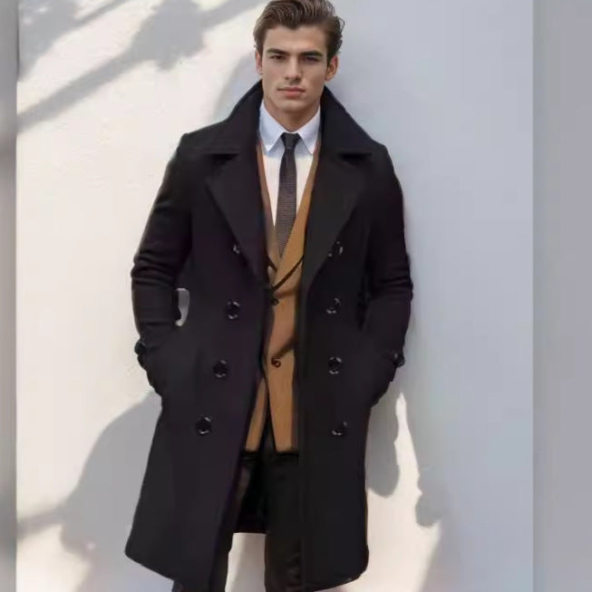 Herren eleganter Wolltrenchcoat mit doppelter Knopfleiste Echoarchiv