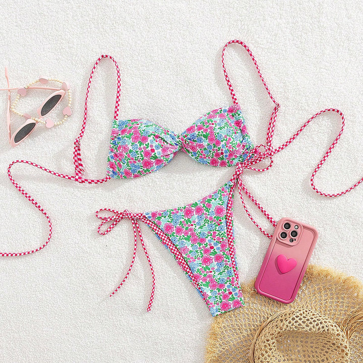 Damen Floral Bikini mit verstellbaren Bindegurten Echo Archiv