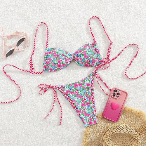 Damen Floral Bikini mit verstellbaren Bindegurten Echo Archiv