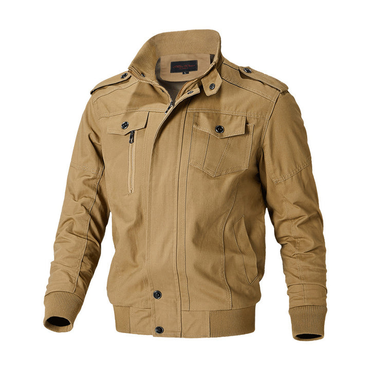 Herren nan robuste Canvas-Bomberjacke im Field-Stil mit Epauletten, verdeckter Druckknopfleiste und funktionalen Taschen Echo Archiv