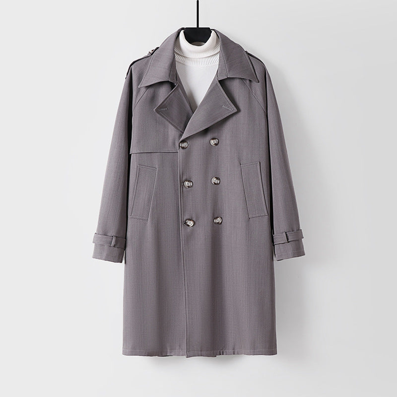 Herren Midilanger Oversize-Trenchcoat mit doppelter Knopfreihe und Schulterklappen Echoarchiv