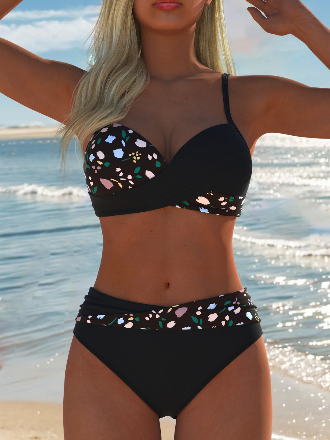 Damen Bikini-Set mit elegantem Balconette-Oberteil und hohem Taillenschnitt Echo Archiv