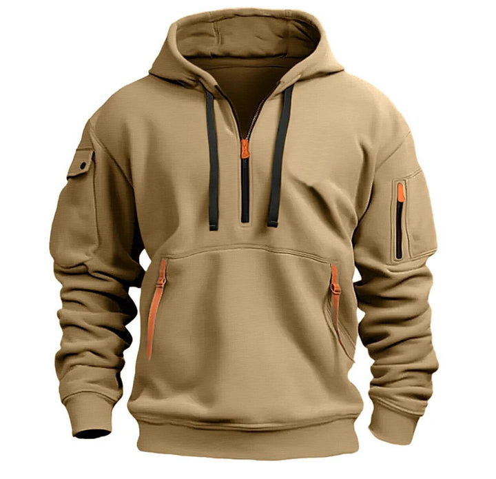 Herren Sportliches Kapuzenpullover mit praktischen Reißverschlusstaschen und hohem Kragen Echoarchiv