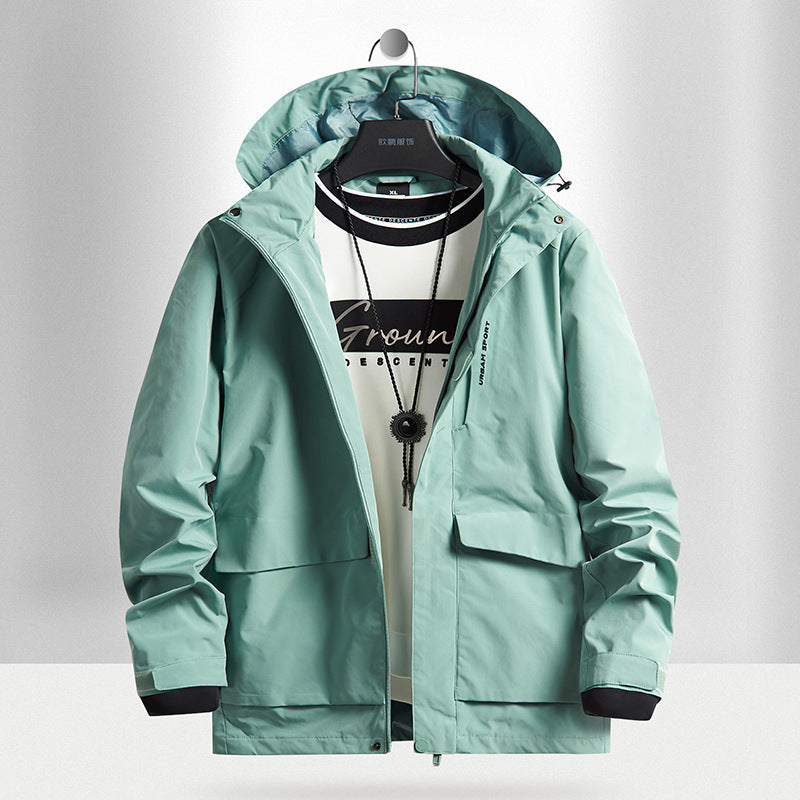 Herren wasserdichte Stadt-Outdoorjacke mit Kapuze, verdecktem Reißverschluss und Cargo-Taschen Echo Archiv