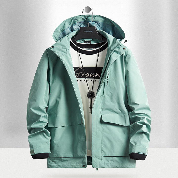 Herren wasserdichte Stadt-Outdoorjacke mit Kapuze, verdecktem Reißverschluss und Cargo-Taschen Echo Archiv