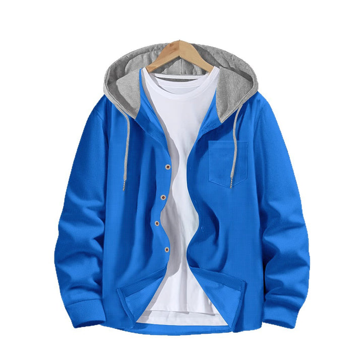 Herren vielseitiges Kapuzenshirt mit strukturierter Oberfläche und praktischer Brusttasche Echoarchiv