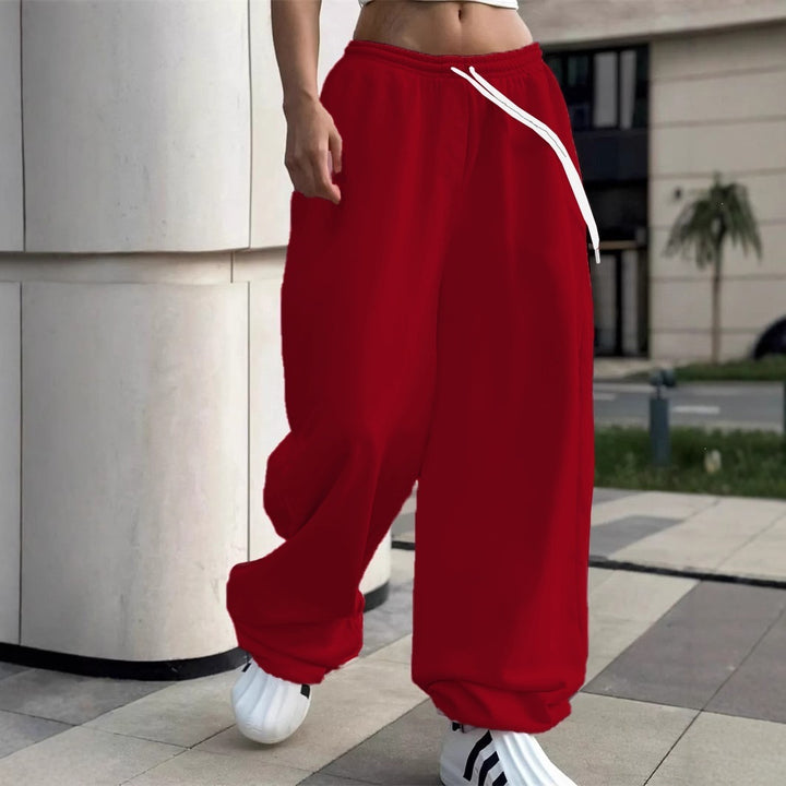 Damen weite Baggy-Jogginghose mit hohem Komfortbund, Kordelzug und elastischen Knöchelbündchen – Avélisse