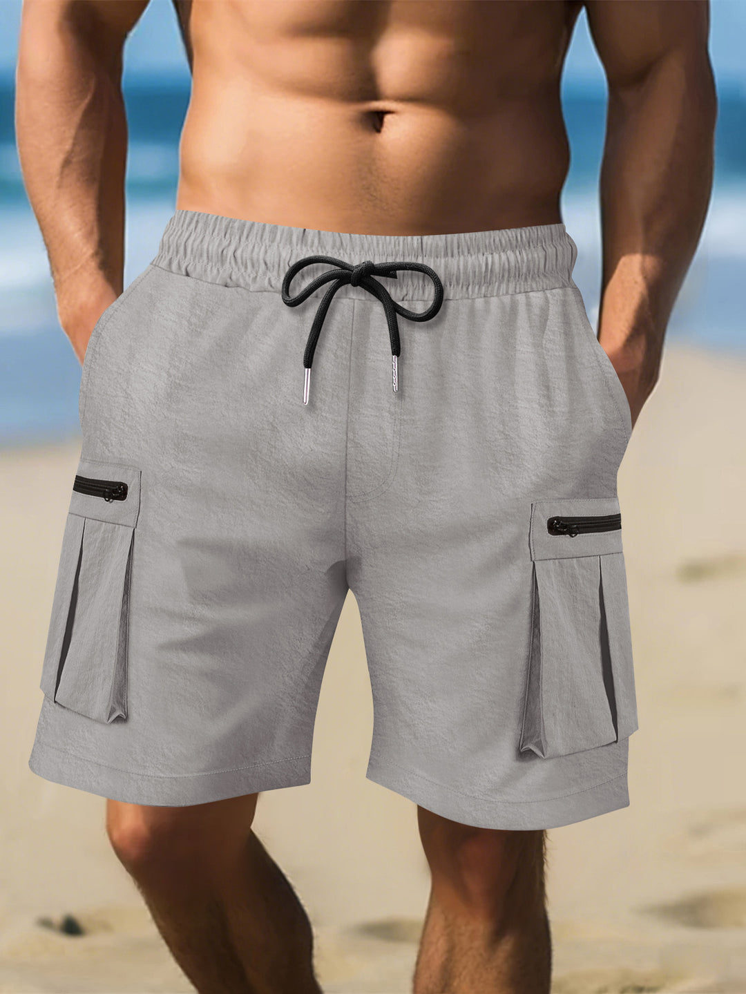 Herren Cargo-Shorts mit praktischen Reißverschlusstaschen und elastischem Bund Echoarchiv