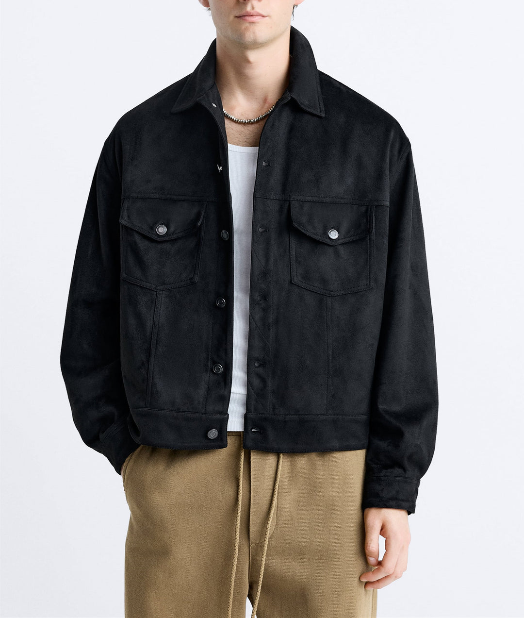 Herren lässige Wildlederjacke mit praktischen Brusttaschen und modernem Schnitt Hedi-Mode