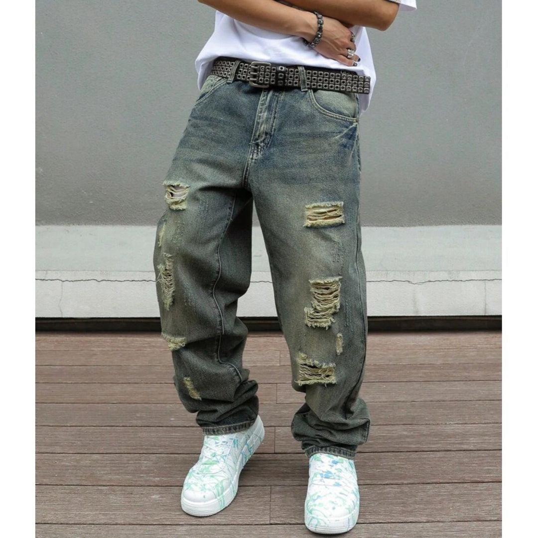 Herren Lässige Ripped Baggy-Jeans Echoarchiv