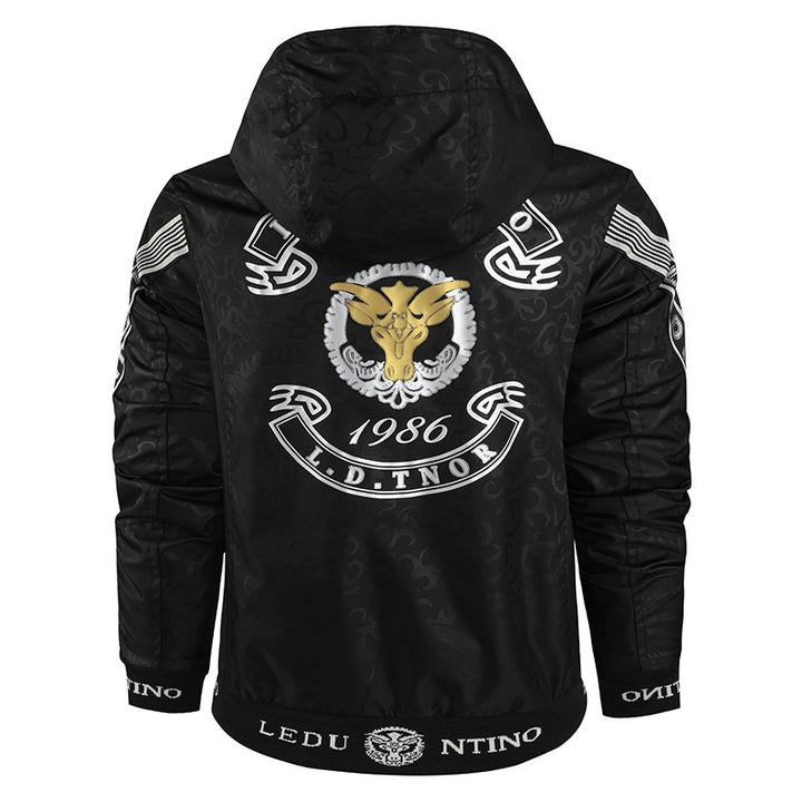 Herren nan leichte Kapuzen-Sportjacke mit Jacquardmuster, Metallreißverschluss und elastischen Bündchen Echo Archiv